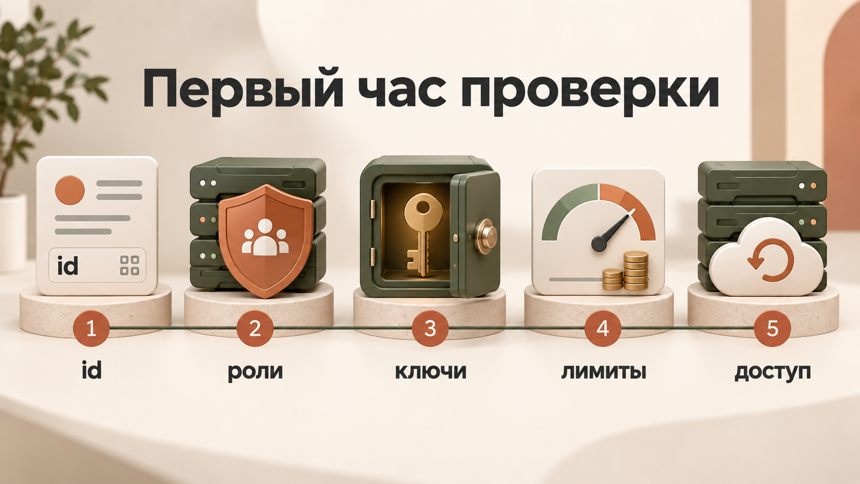Первый час проверки ИИ-сервиса: id, роли, ключи, лимиты и запасной доступ