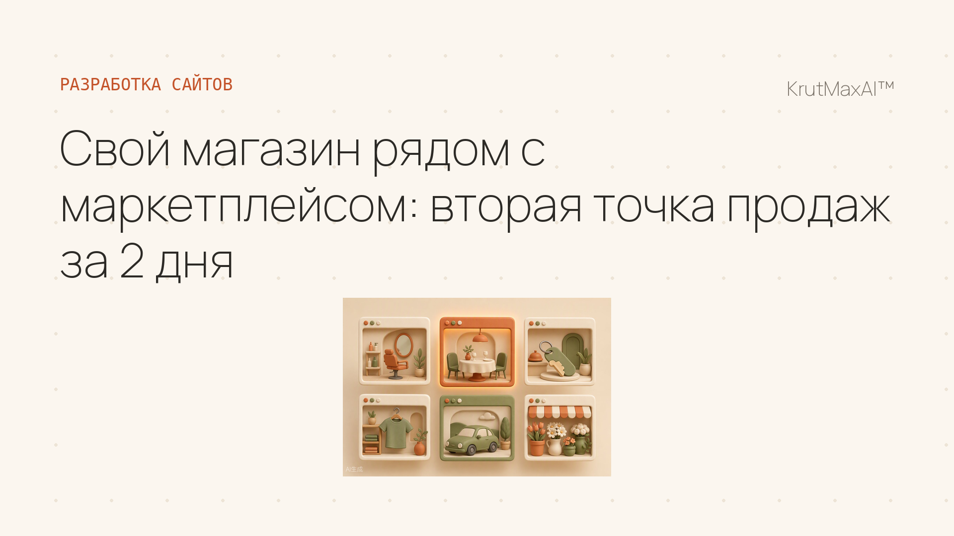 Заголовок статьи о второй точке продаж на фирменном кремовом фоне KrutMaxAI™.